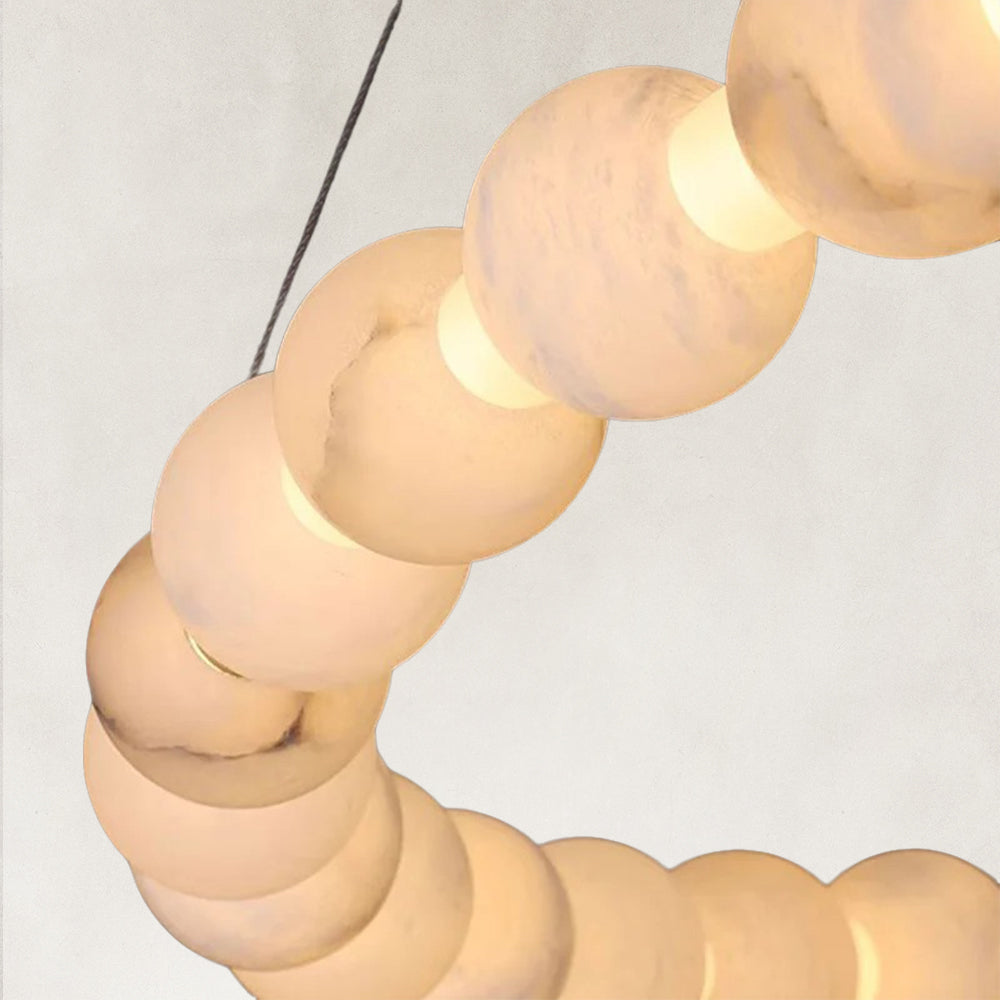 Pearl Double Circle Alabaster Chandelier 32"D