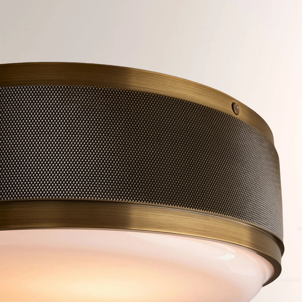 Dominic Perforated Metal Flush Mount with Milk Glass Diffuser