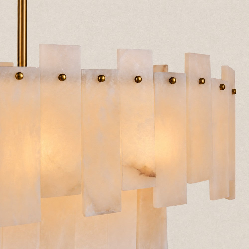 Solara Alabaster 2-Tier Rectangular Chandelier 40"W