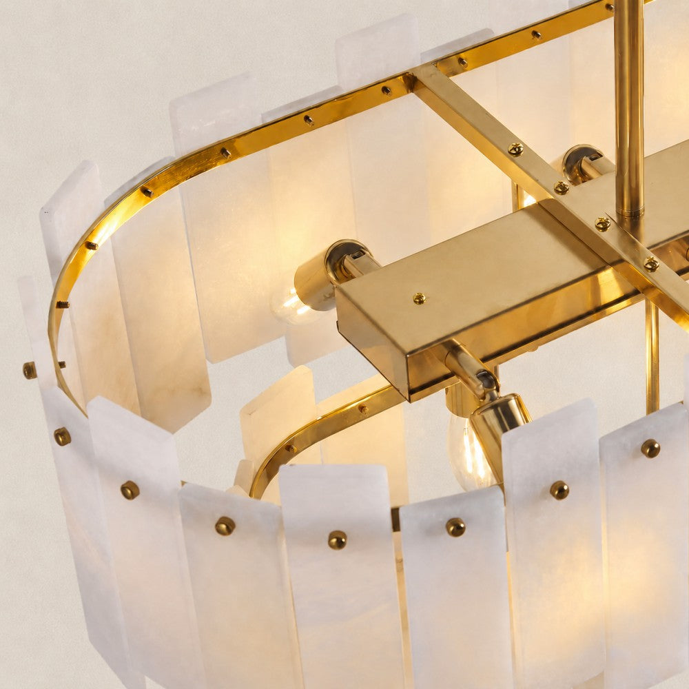 Solara Alabaster 2-Tier Rectangular Chandelier 40"W
