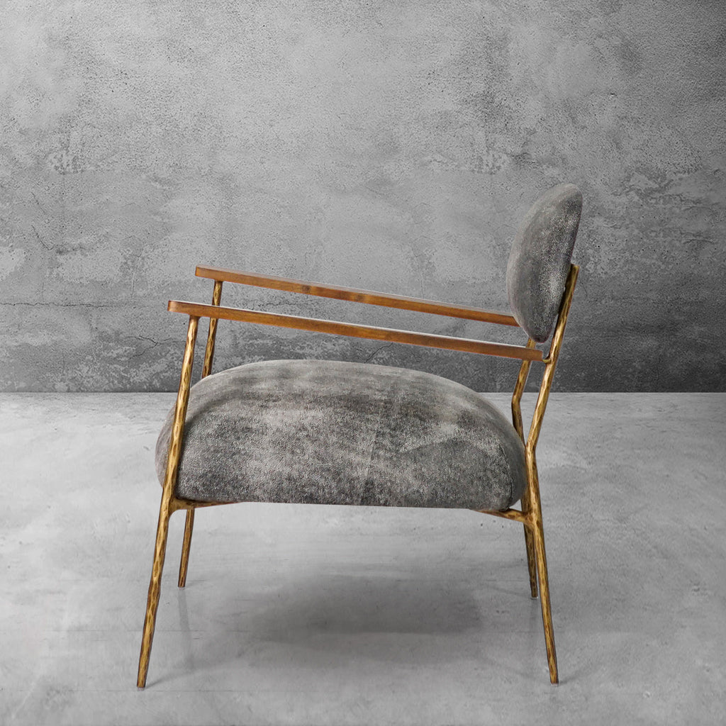Thomson Grey Pearl Grain Leather Armchair