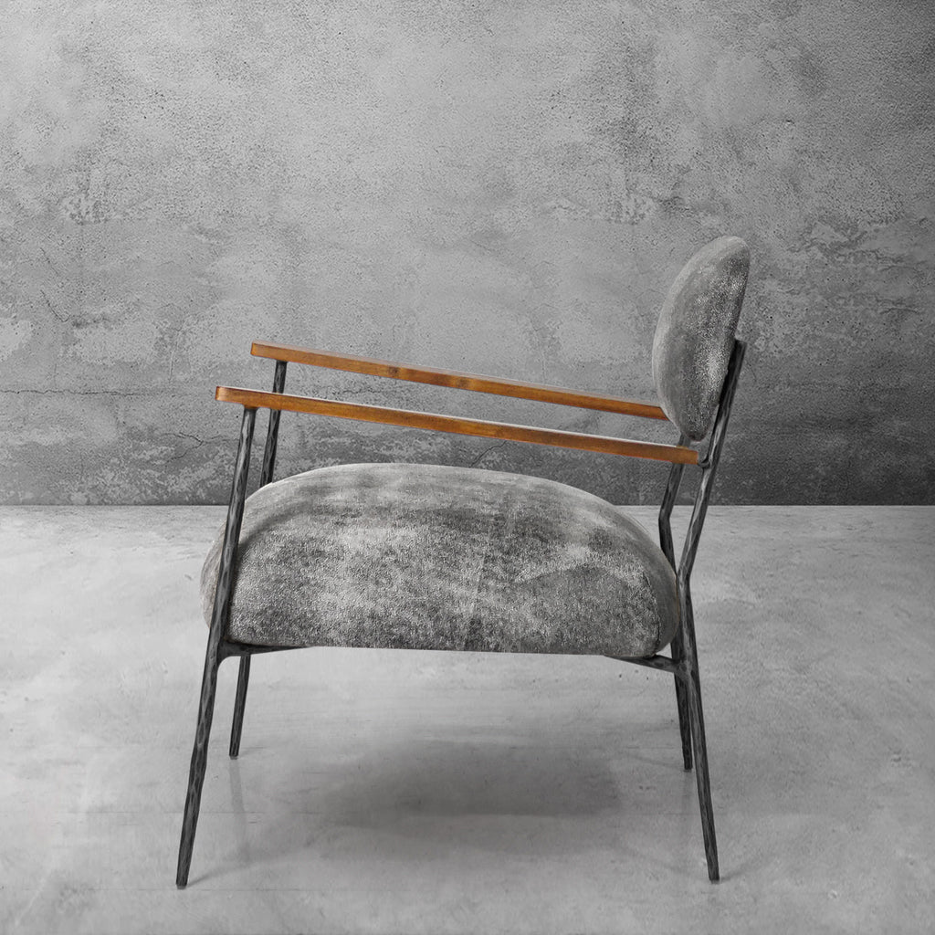 Thomson Grey Pearl Grain Leather Armchair
