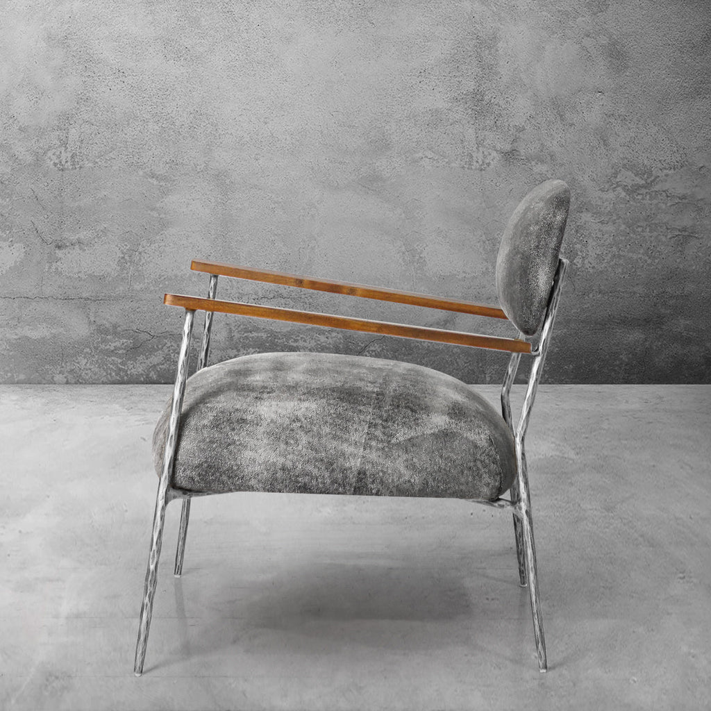 Thomson Grey Pearl Grain Leather Armchair