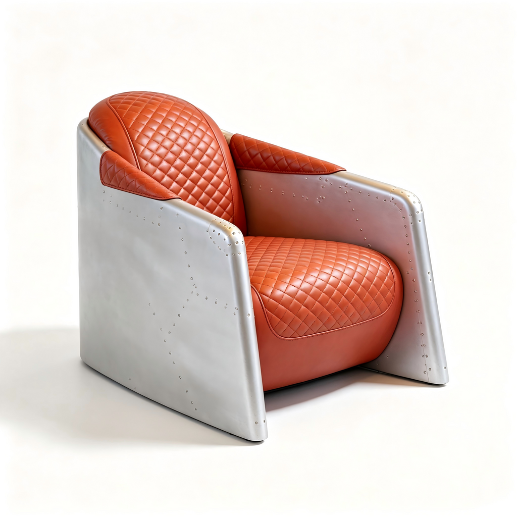 Abubi Arden Quilted Leather & Aluminum Lounge Chair