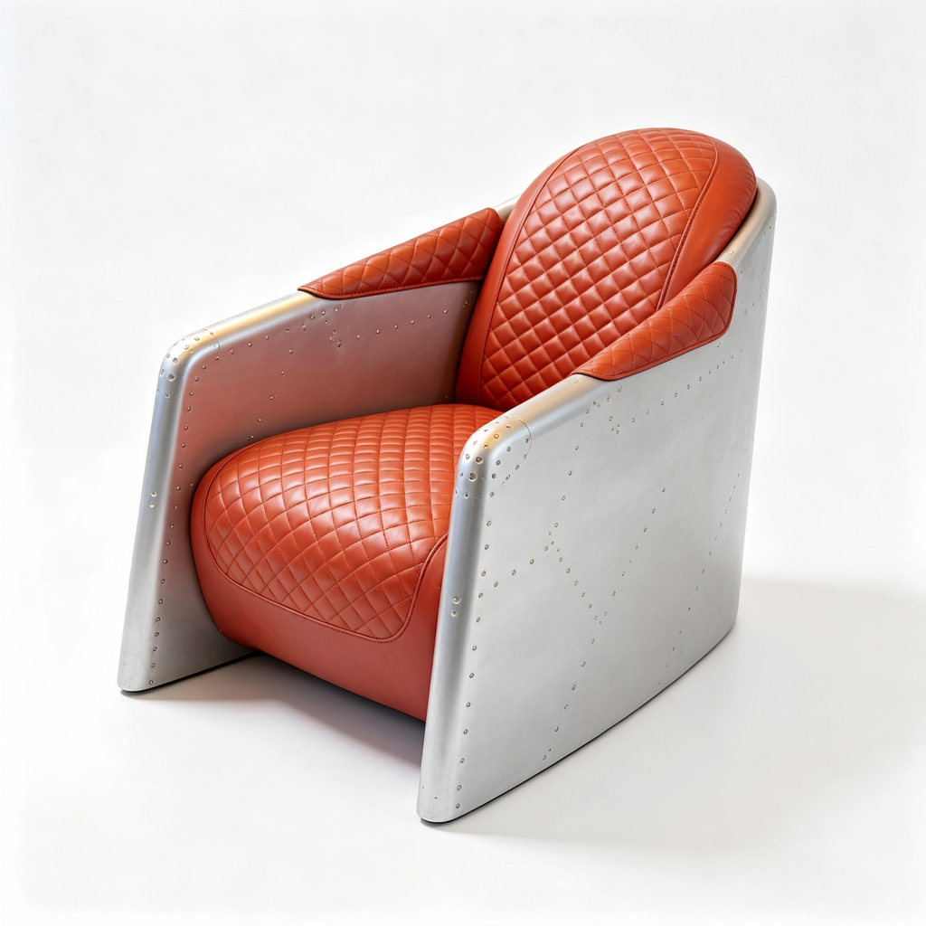 Abubi Arden Quilted Leather & Aluminum Lounge Chair