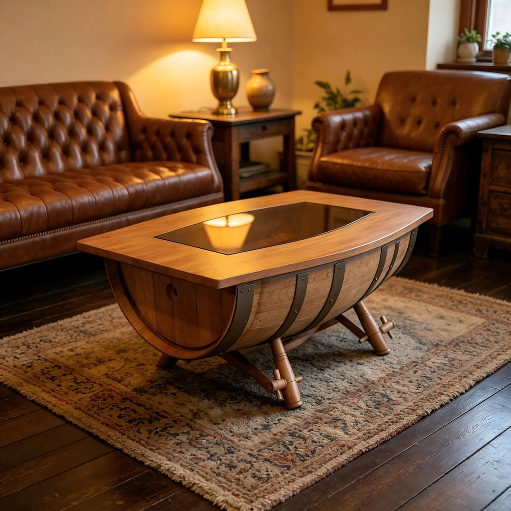 Abubi Barrel-Inspired Wooden Freestanding Table