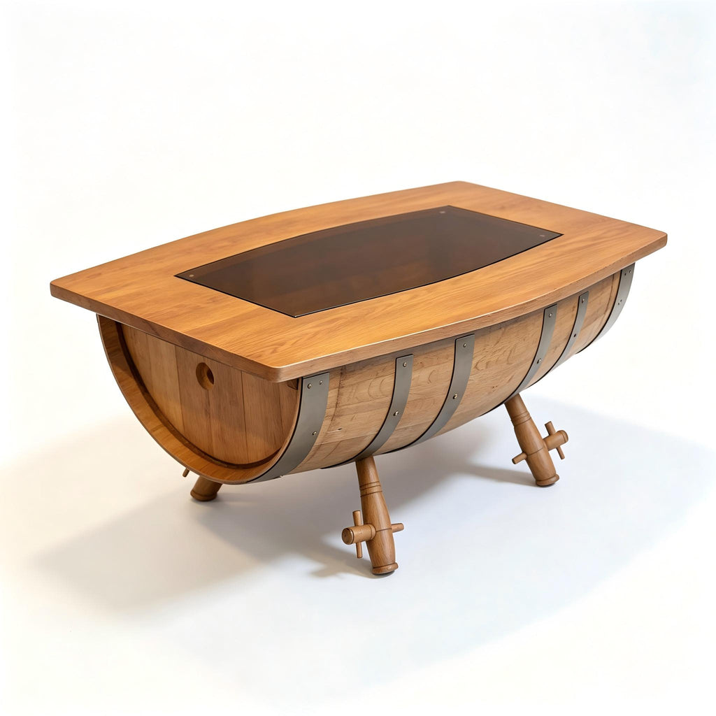 Abubi Barrel-Inspired Wooden Freestanding Table