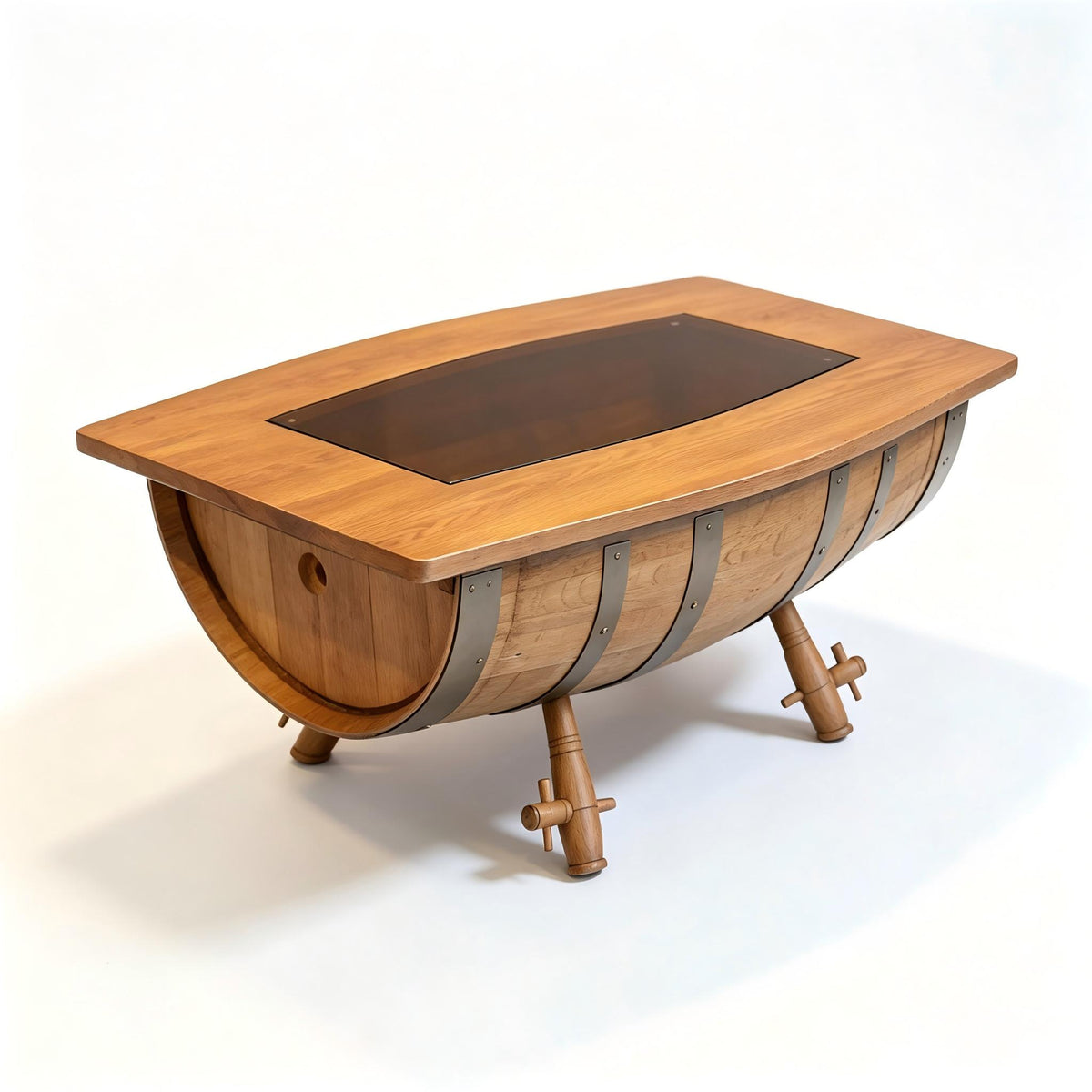 Abubi Barrel-Inspired Wooden Freestanding Table