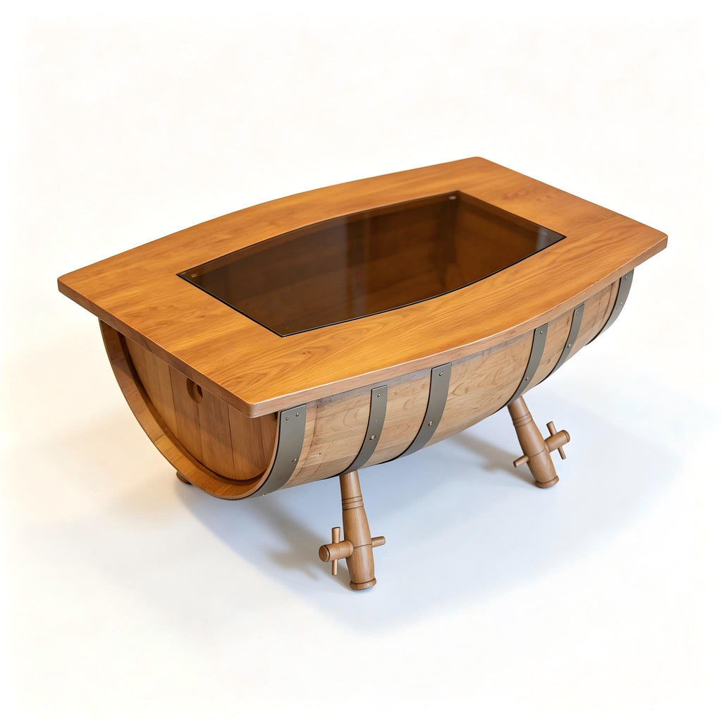 Abubi Barrel-Inspired Wooden Freestanding Table