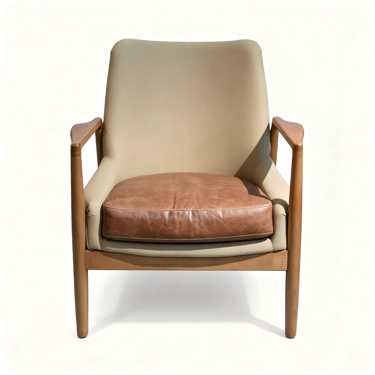 Abubi Caspian Leather & Wood Lounge Chair