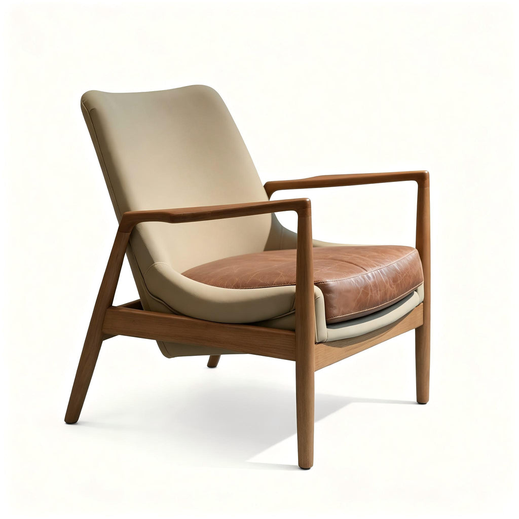 Abubi Caspian Leather & Wood Lounge Chair
