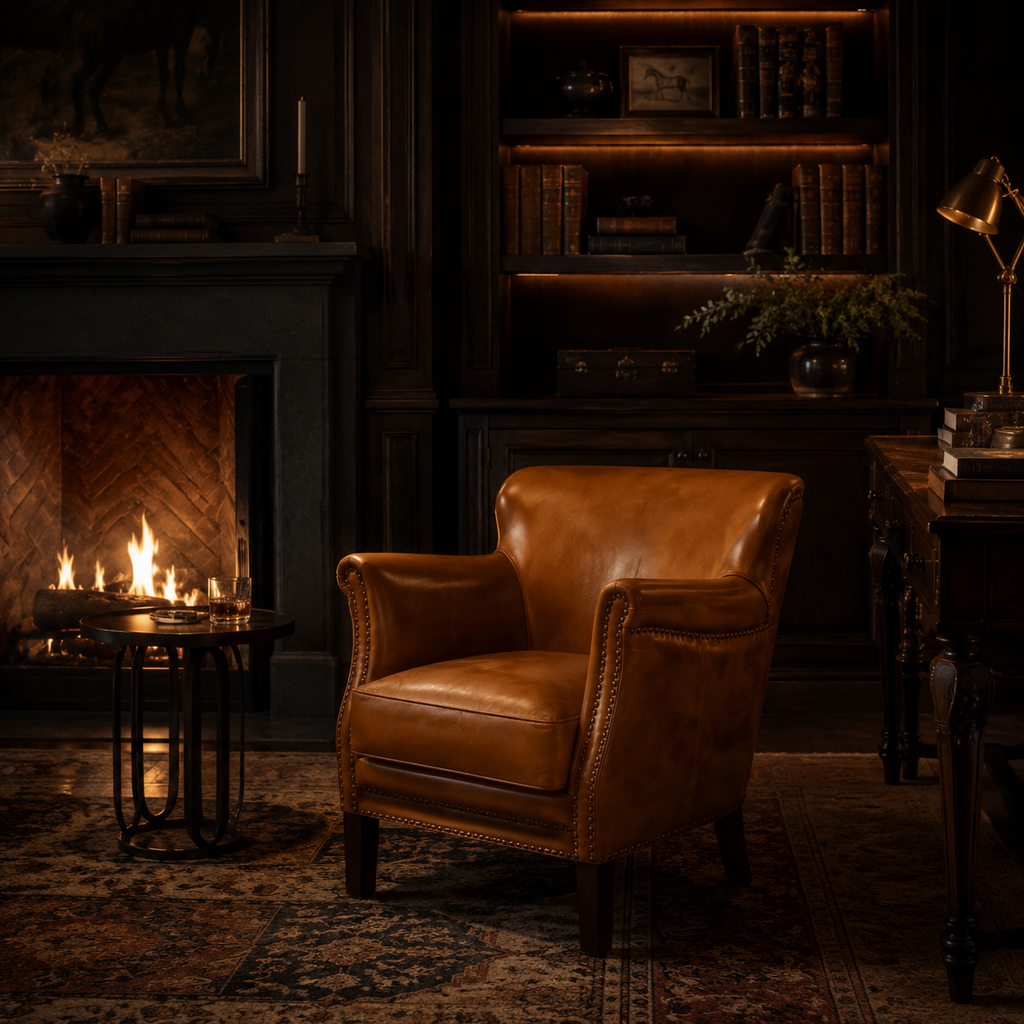 Abubi Harrington Brown Leather Armchair