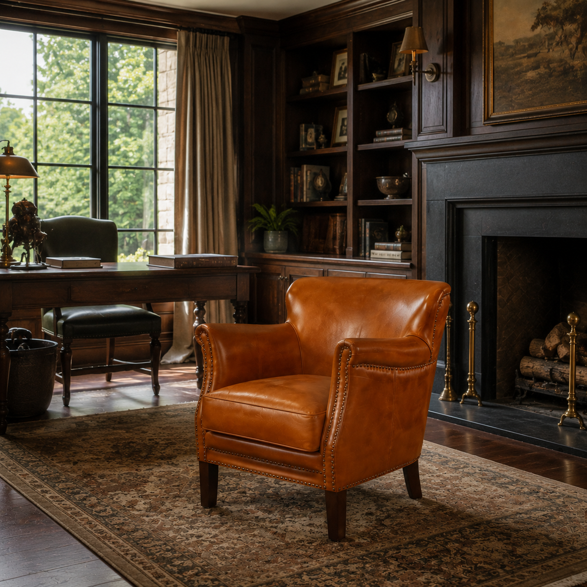 Abubi Harrington Brown Leather Armchair
