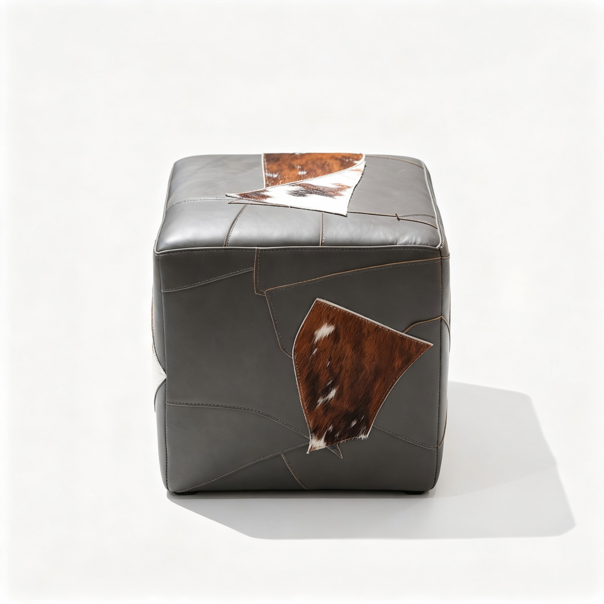 Abubi Marlow Black & White Hair-On-Hide Ottoman