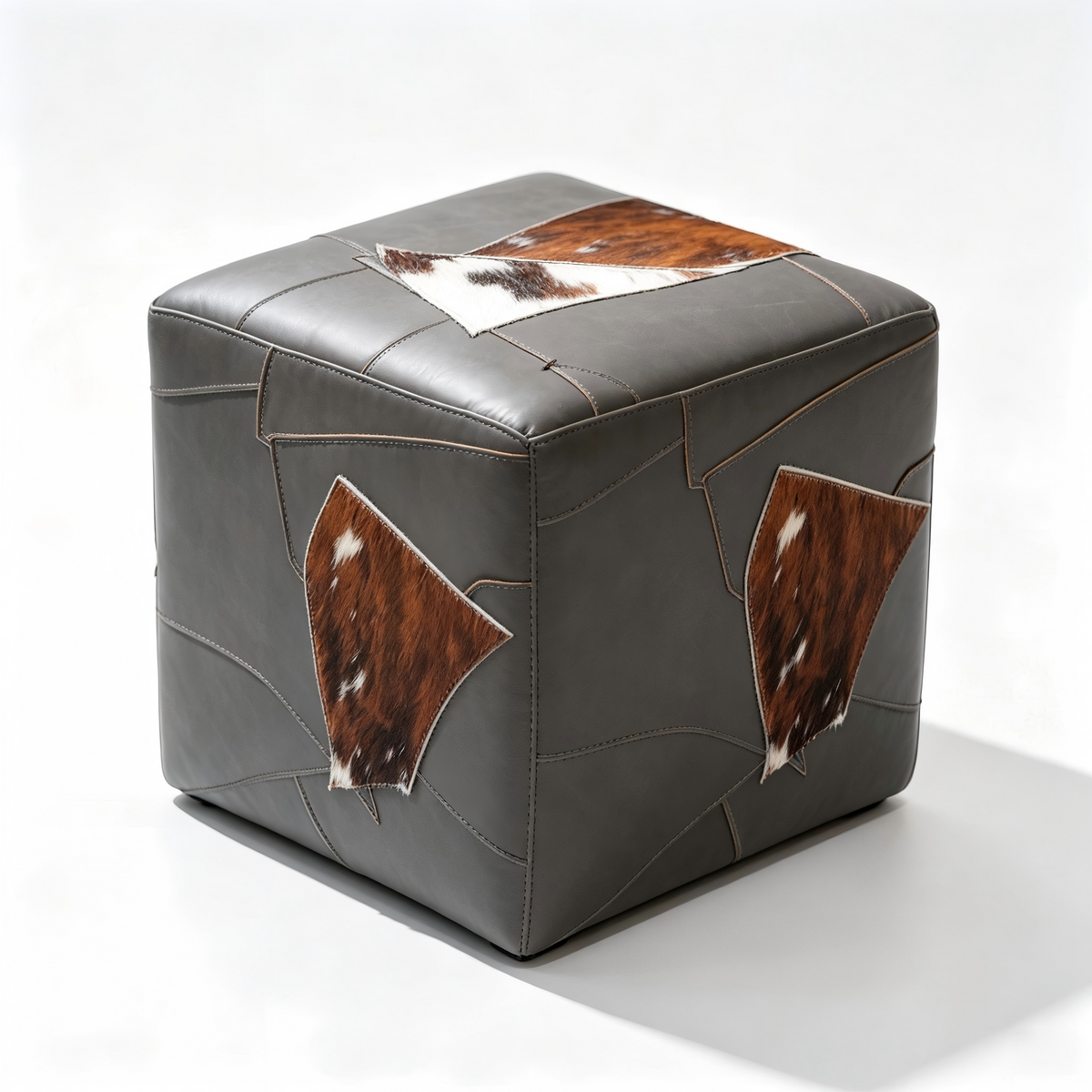 Abubi Marlow Black & White Hair-On-Hide Ottoman
