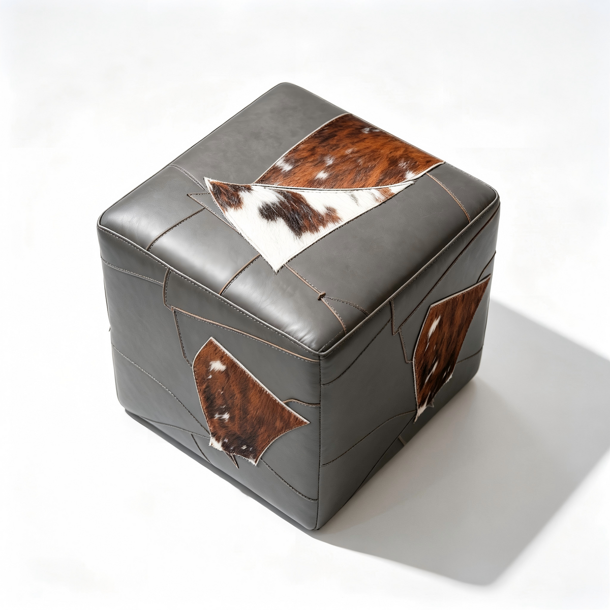 Abubi Marlow Black & White Hair-On-Hide Ottoman
