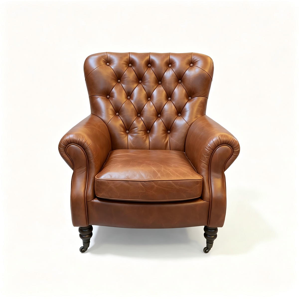 Abubi Regency Tufted Leather Wingback Chair