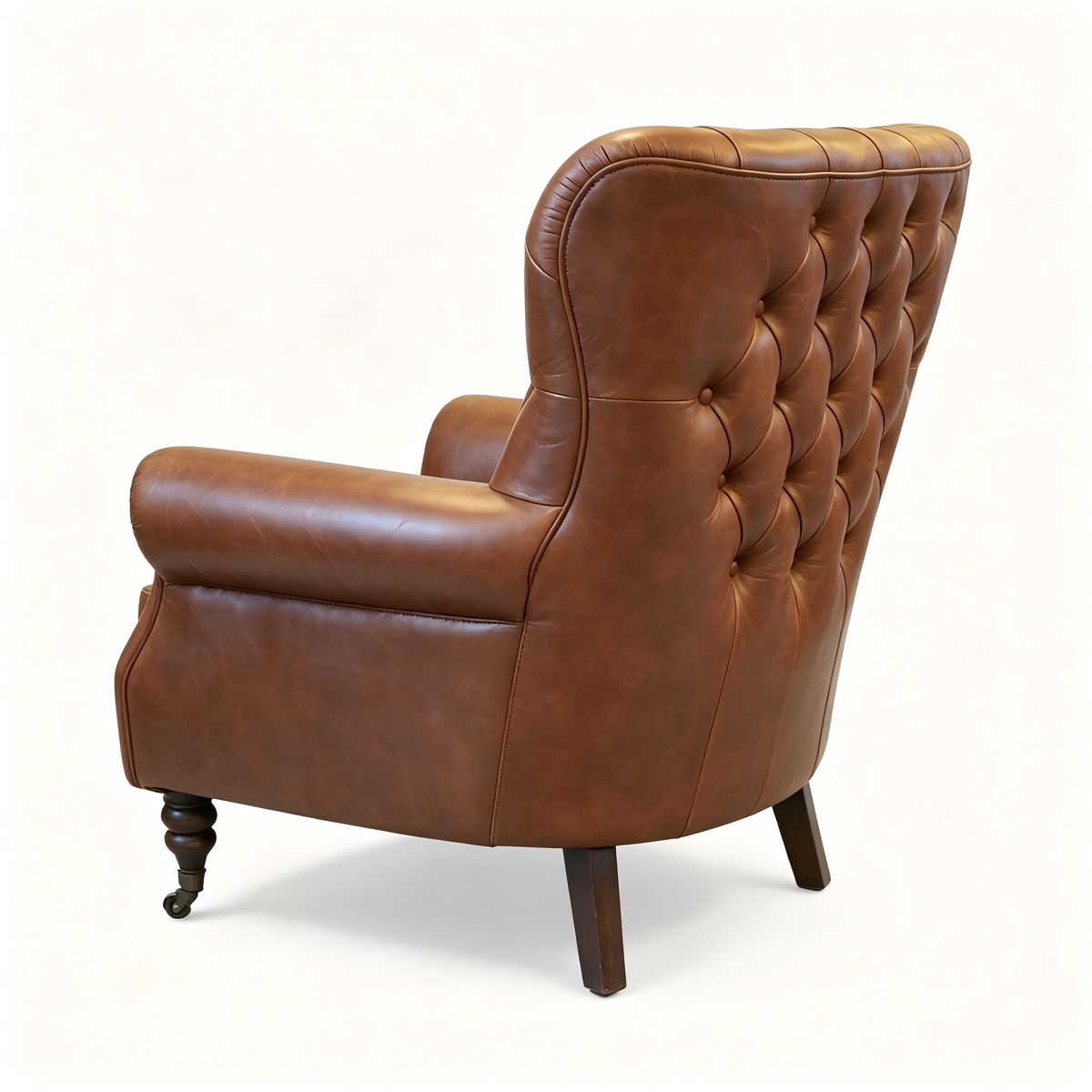 Abubi Regency Tufted Leather Wingback Chair