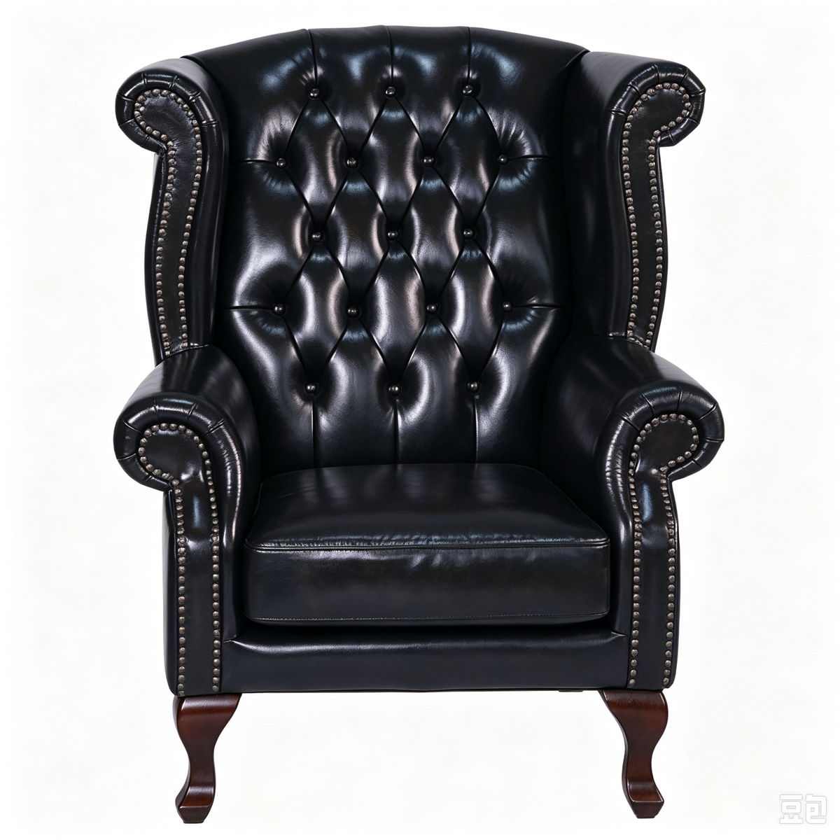 Abubi Regency Tufted Leather Wingback Chair