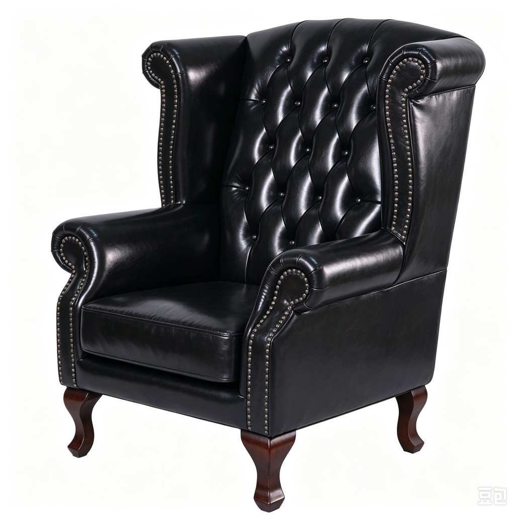 Abubi Regency Tufted Leather Wingback Chair