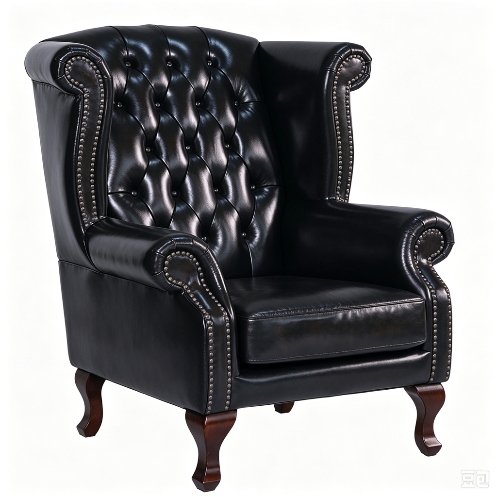 Abubi Regency Tufted Leather Wingback Chair