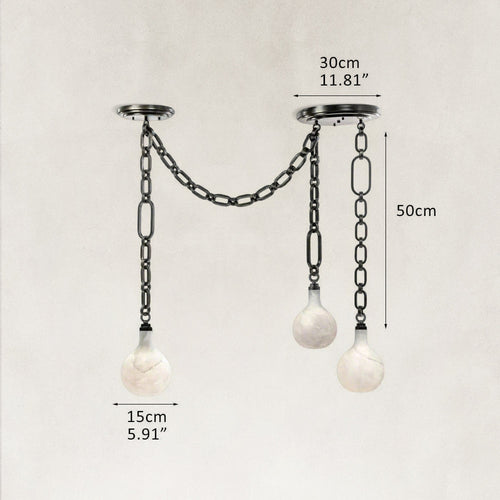Aether Alabaster Chain Linked 3 Light Pendant Light 12”D