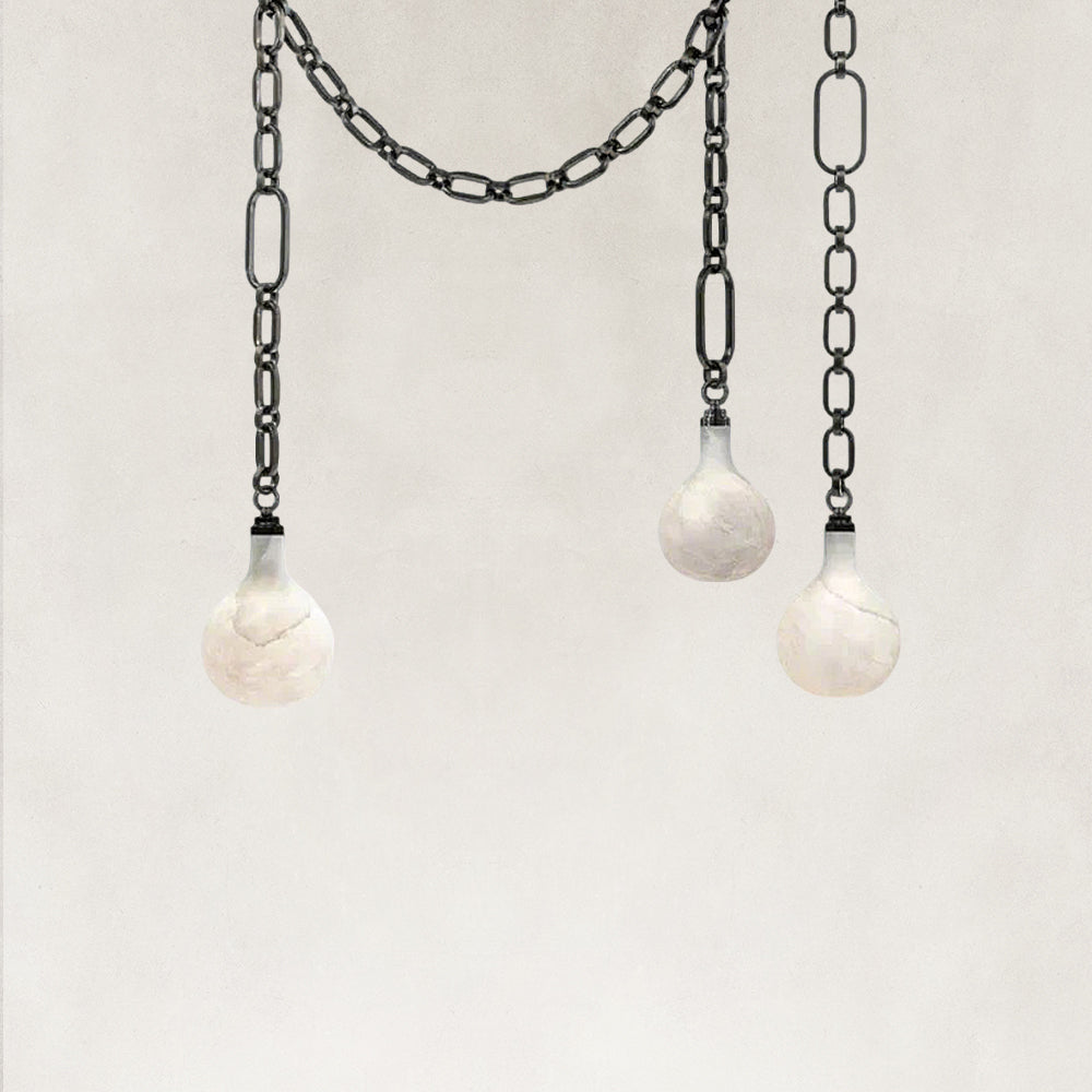 Aether Alabaster Chain Linked 3 Light Pendant Light 12”D