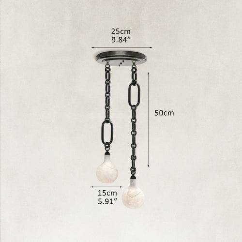 Aether Alabaster Chain Round 2 Lights Pendant 10”D