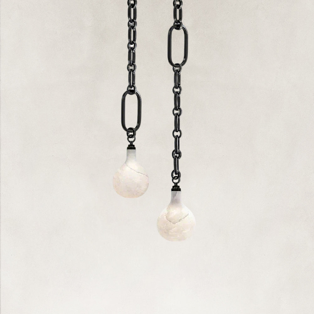 Aether Alabaster Chain Round 2 Lights Pendant 10”D