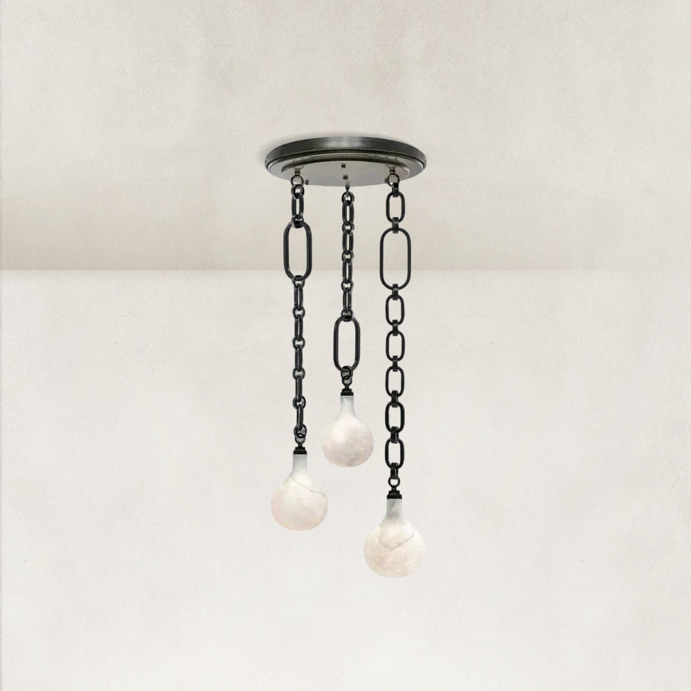 Aether Alabaster Chain Round 3 Lights Pendant 12”D