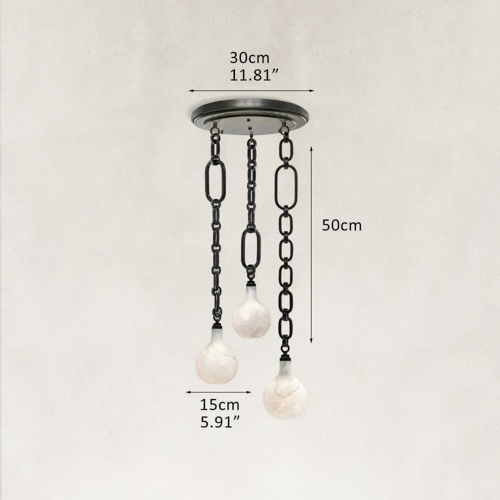 Aether Alabaster Chain Round 3 Lights Pendant 12”D