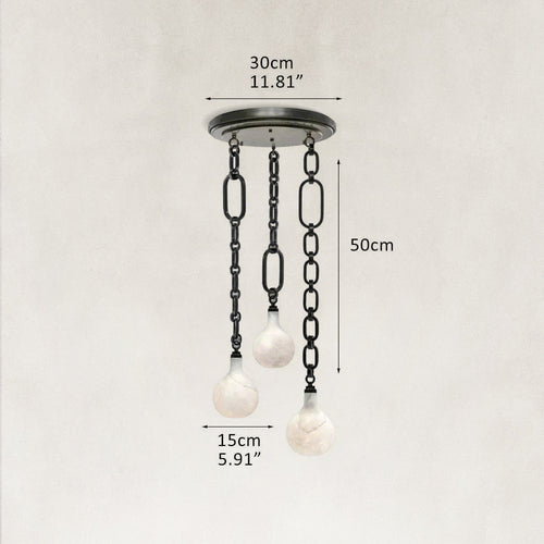 Aether Alabaster Chain Round 3 Lights Pendant 12”D