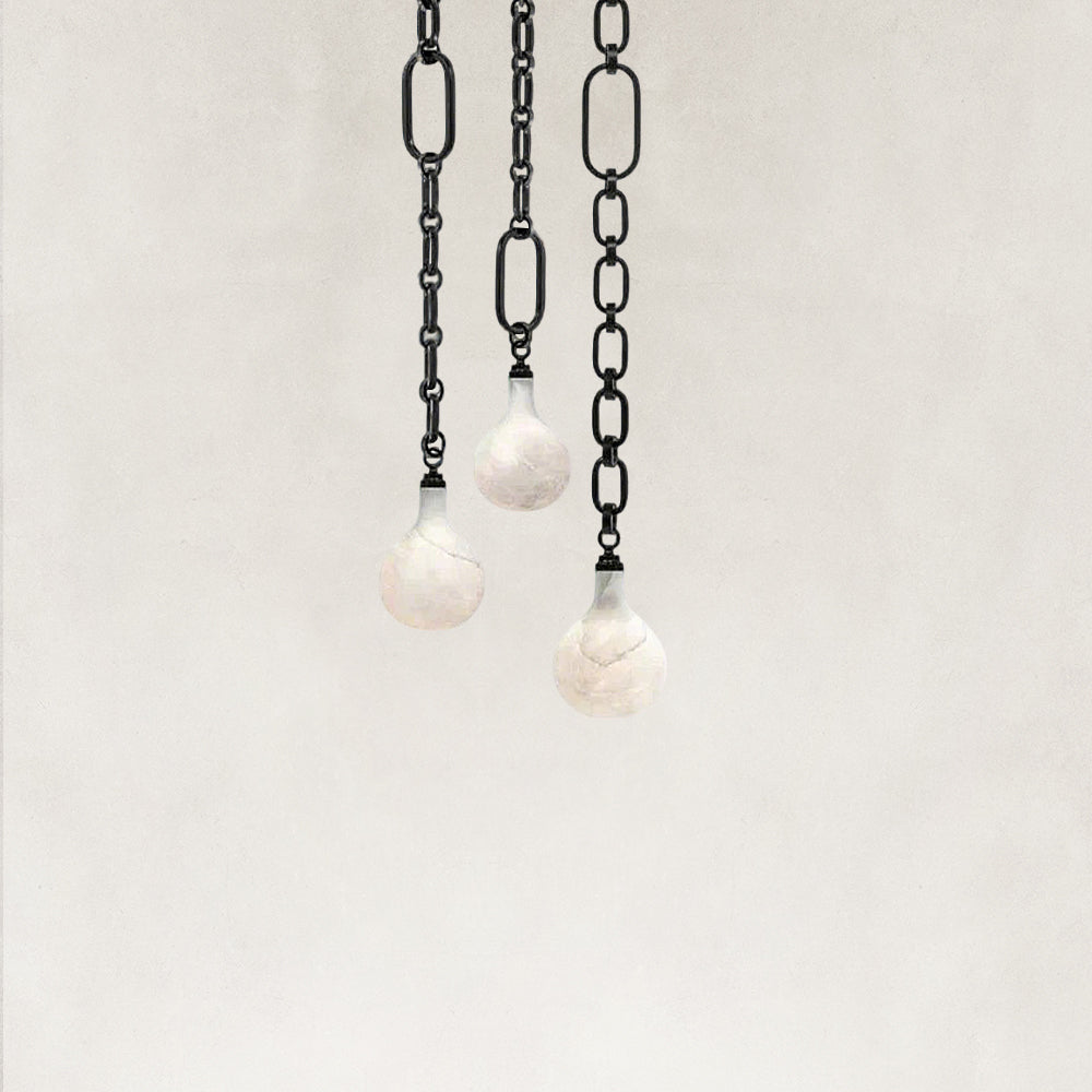 Aether Alabaster Chain Round 3 Lights Pendant 12”D