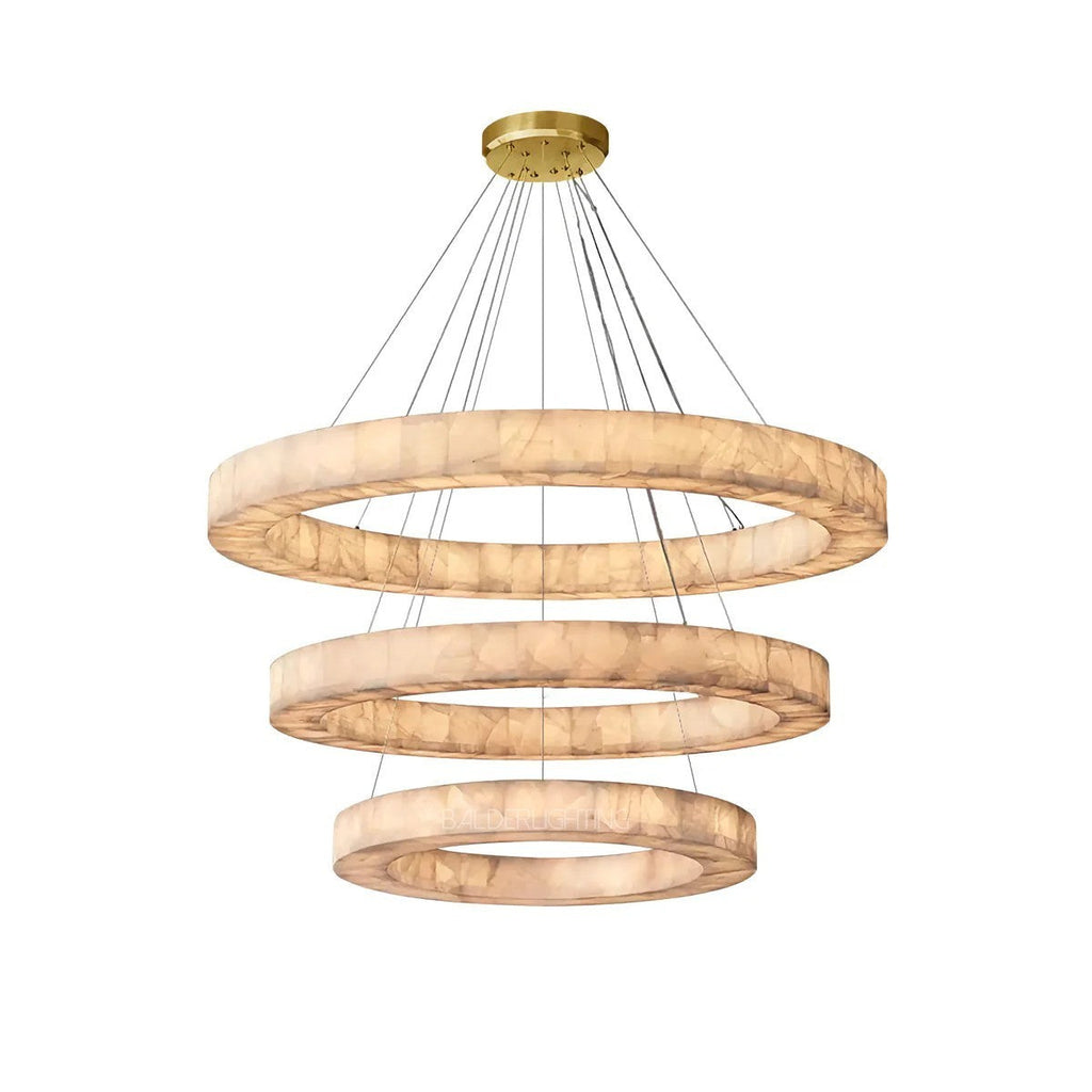 Rivage Alabaster 3-Tier Round Chandelier