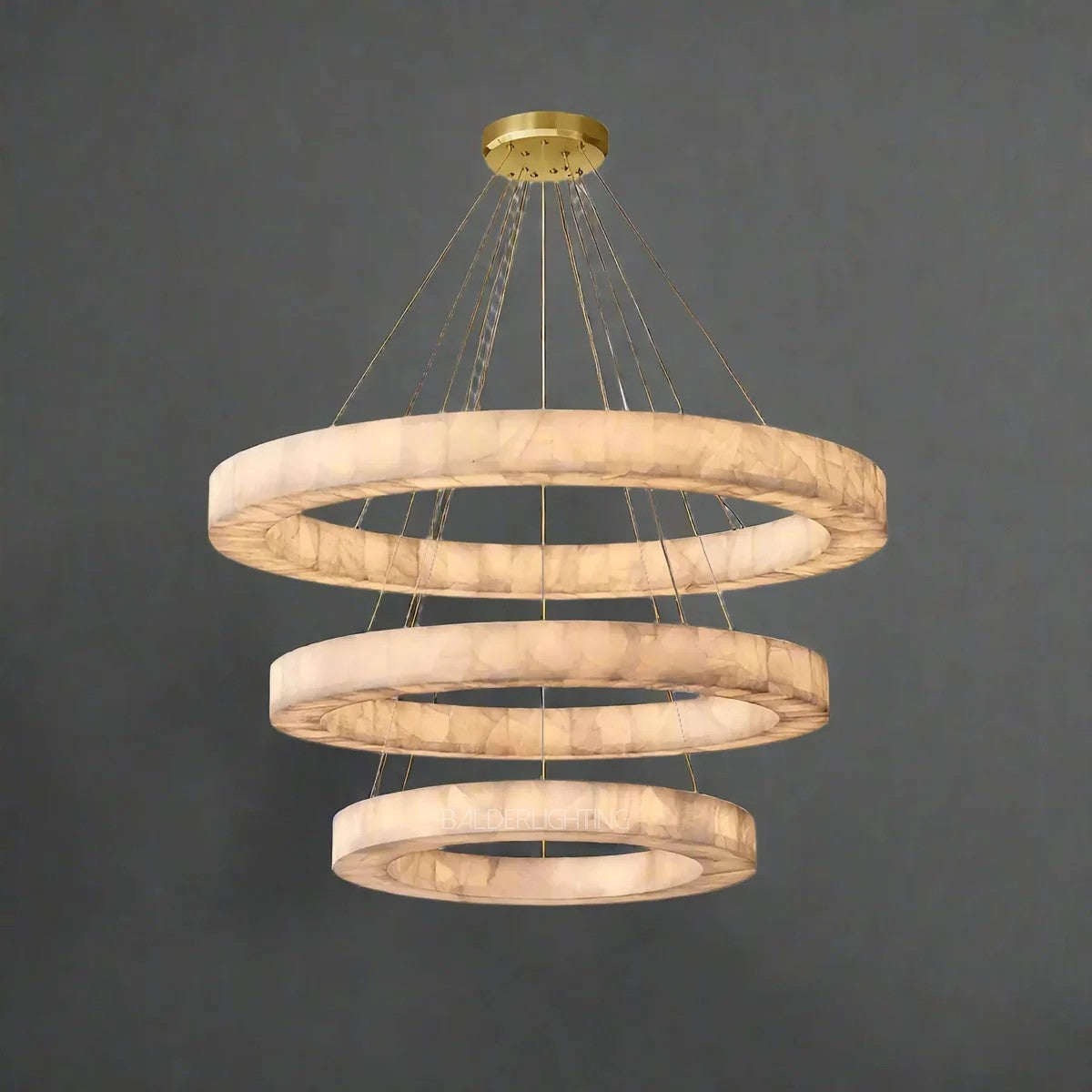 Rivage Alabaster 3-Tier Round Chandelier