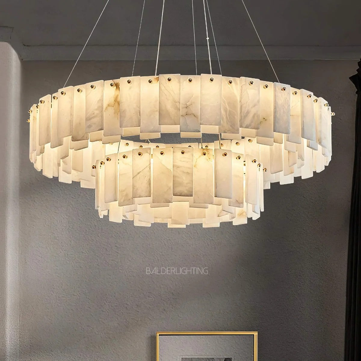 Alabaster Double Round Chandelier