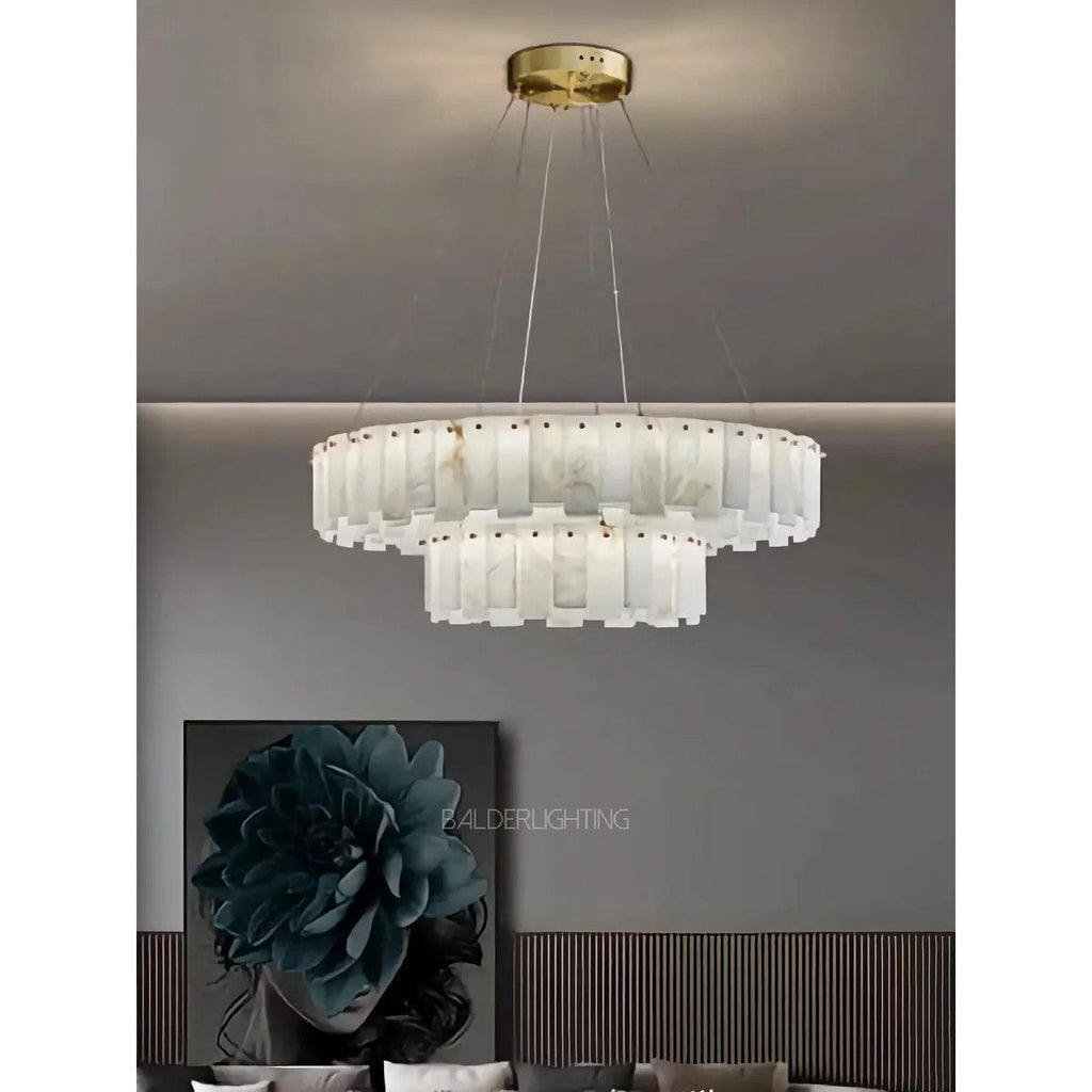 Alabaster Double Round Chandelier