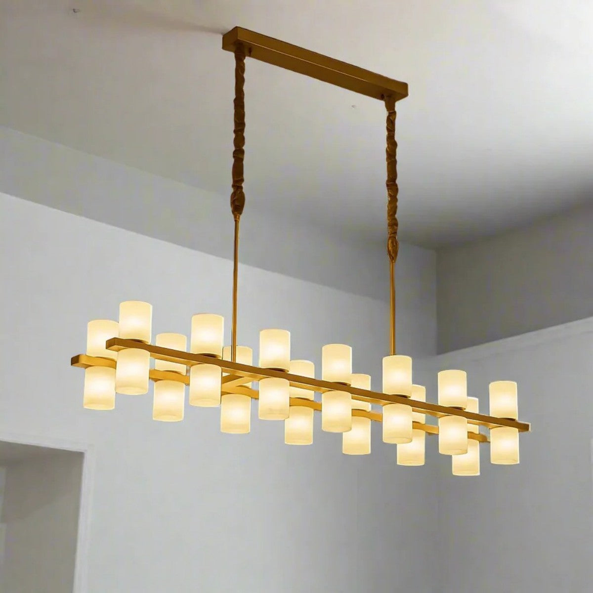 Alabaster Turbal Linear Chandelier