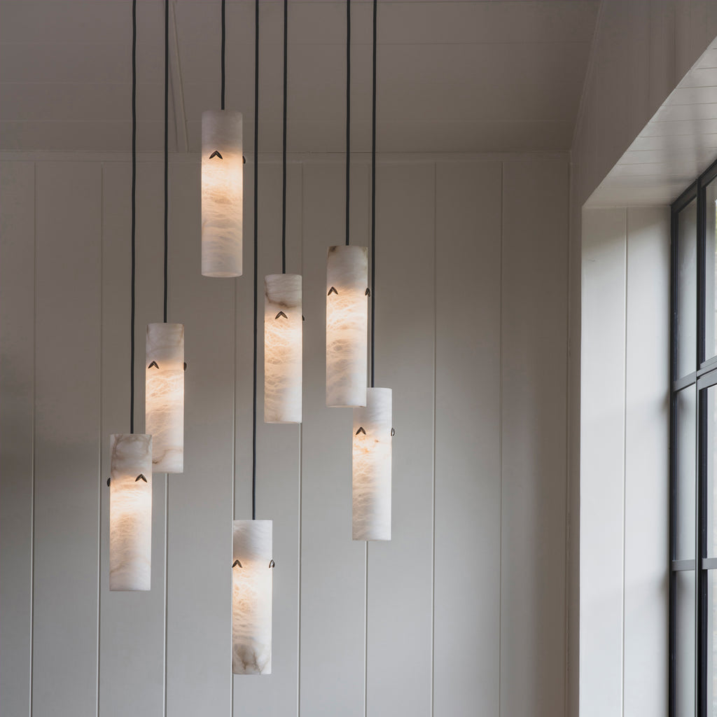 Alabaster Pendant Light with Leaf