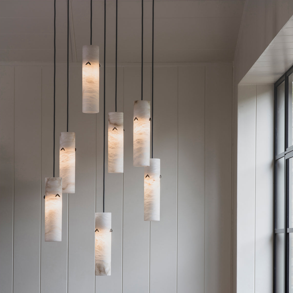 Alabaster Pendant Light with Leaf