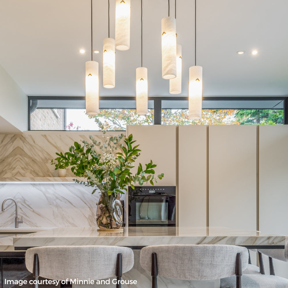 Alabaster Pendant Light with Leaf
