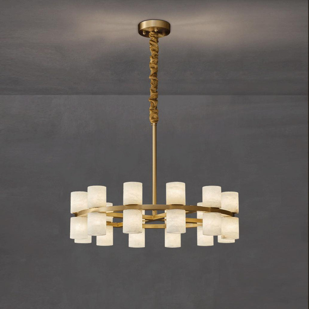 Alabaster Turbal Cylinder Chandelier