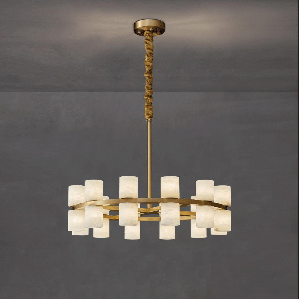 Alabaster Turbal Cylinder Chandelier