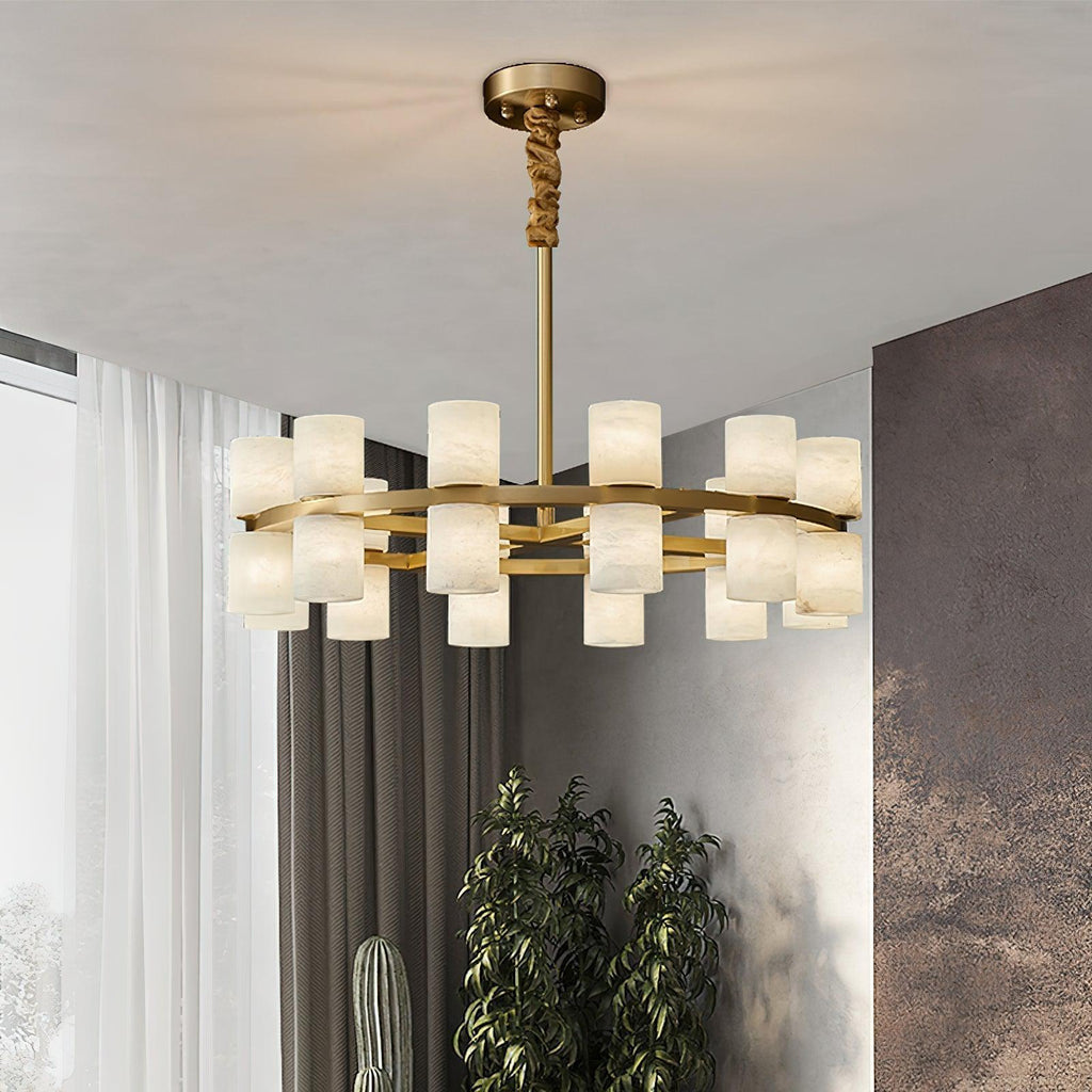 Alabaster Turbal Cylinder Chandelier