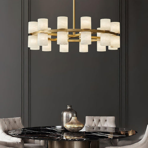 Alabaster Turbal Cylinder Chandelier