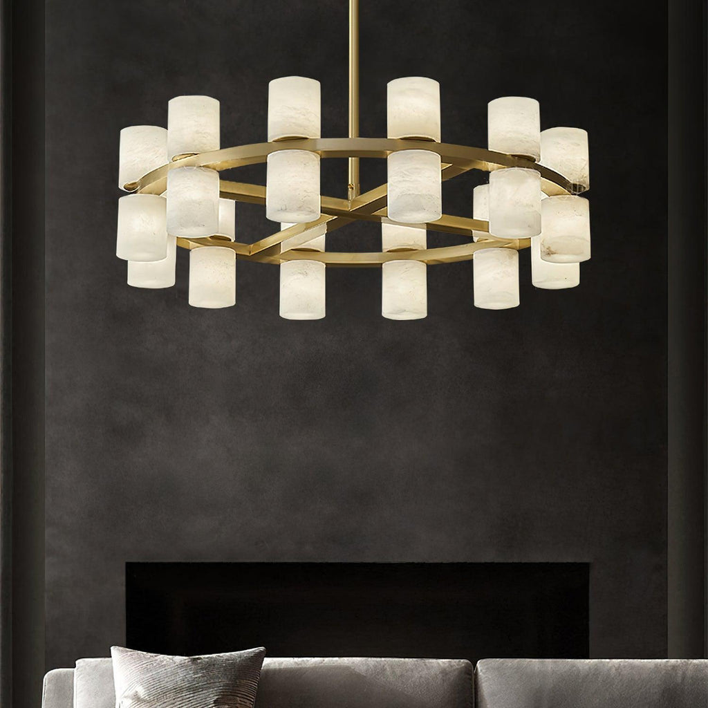 Alabaster Turbal Cylinder Chandelier