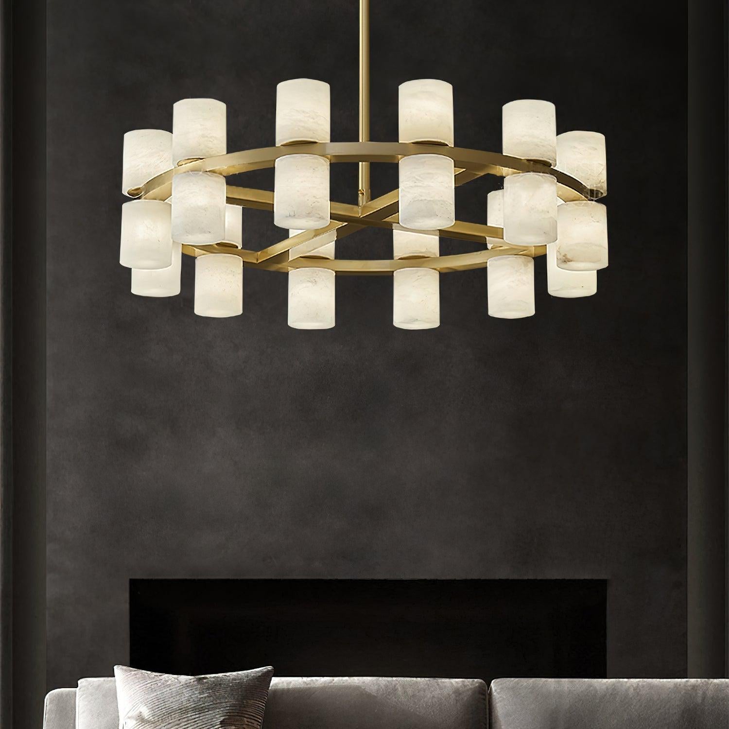 Alabaster Turbal Cylinder Chandelier