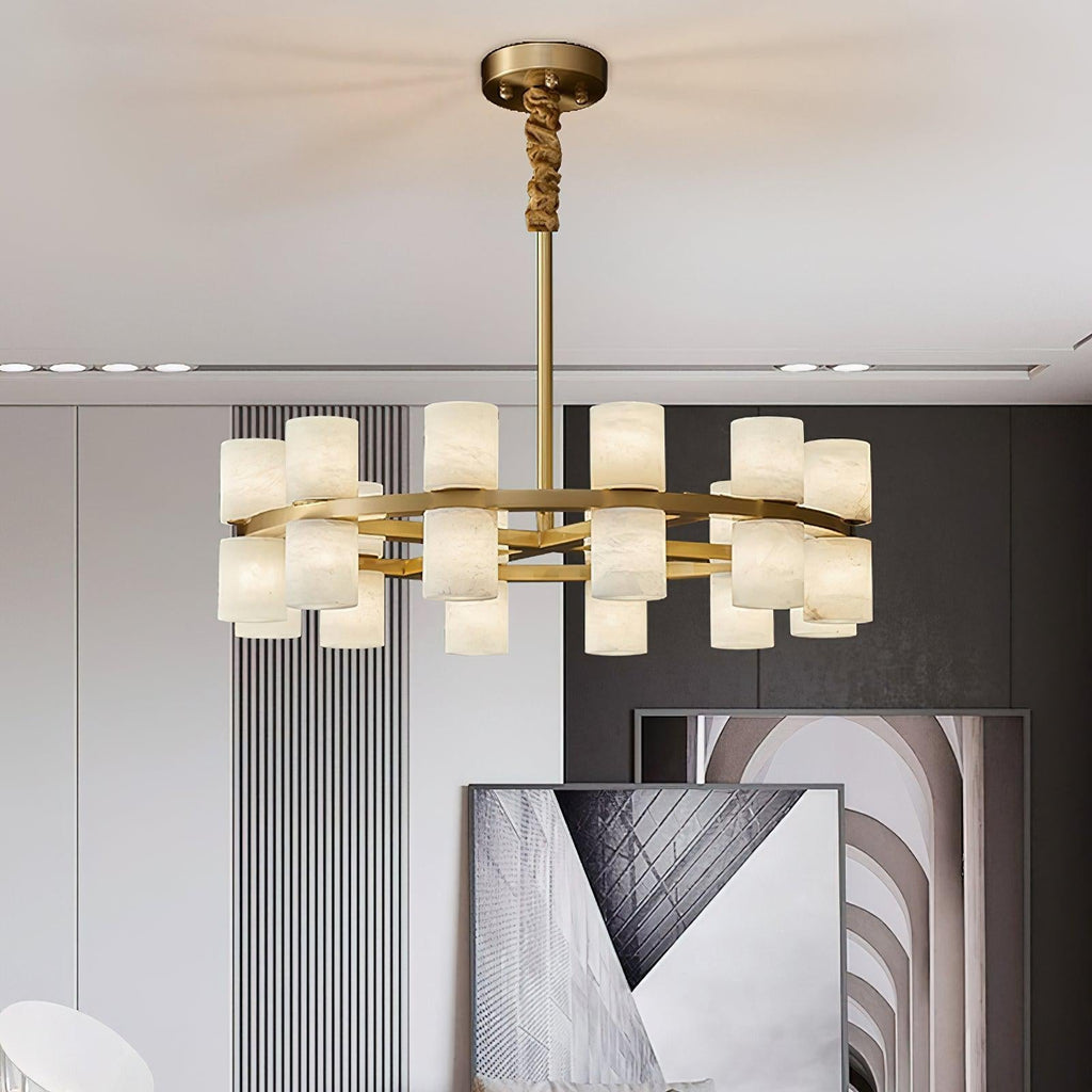 Alabaster Turbal Cylinder Chandelier