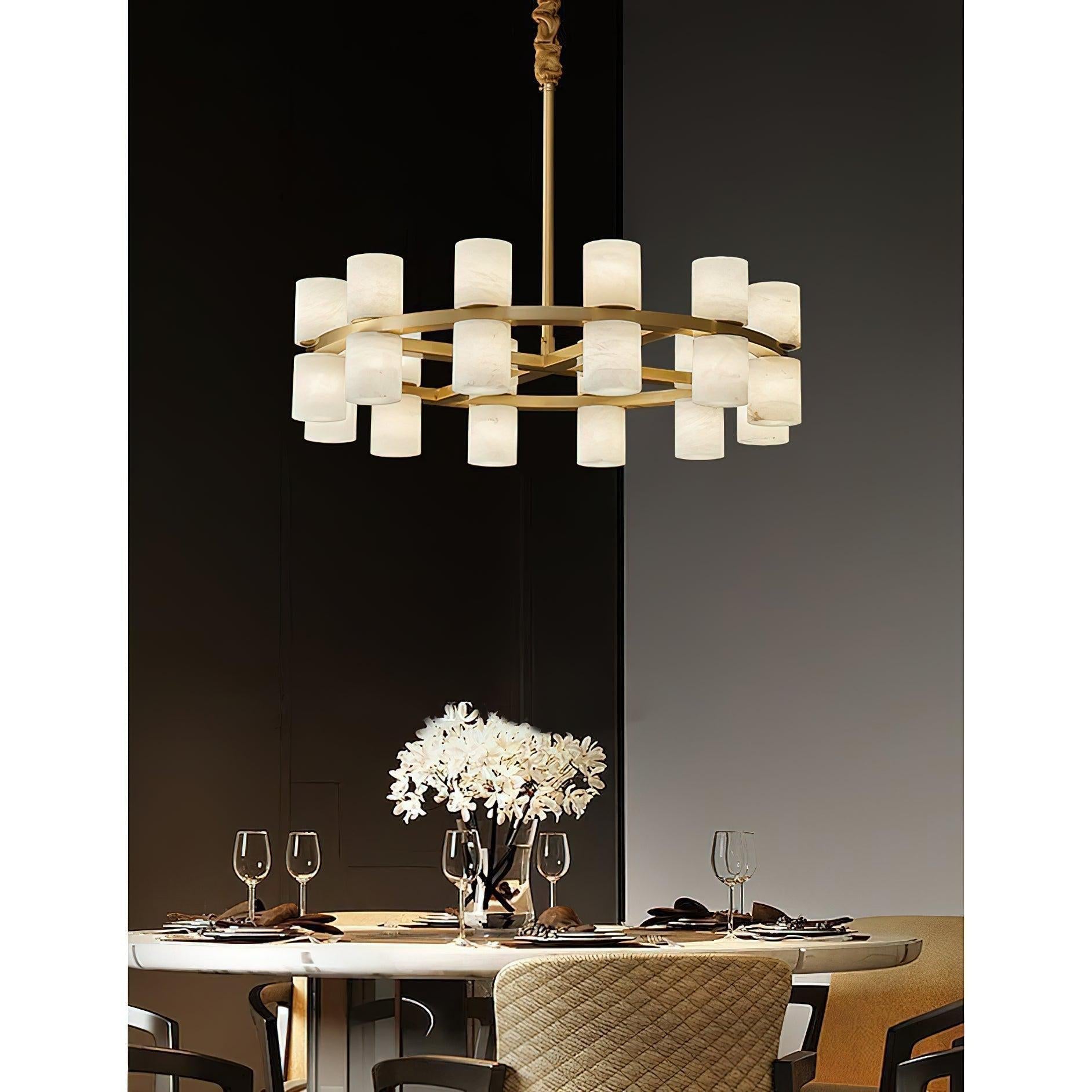 Alabaster Turbal Cylinder Chandelier