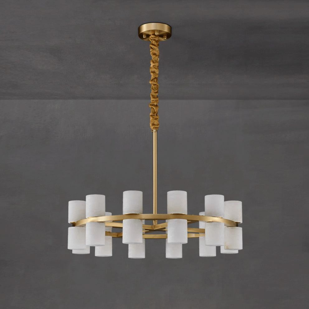 Alabaster Turbal Cylinder Chandelier